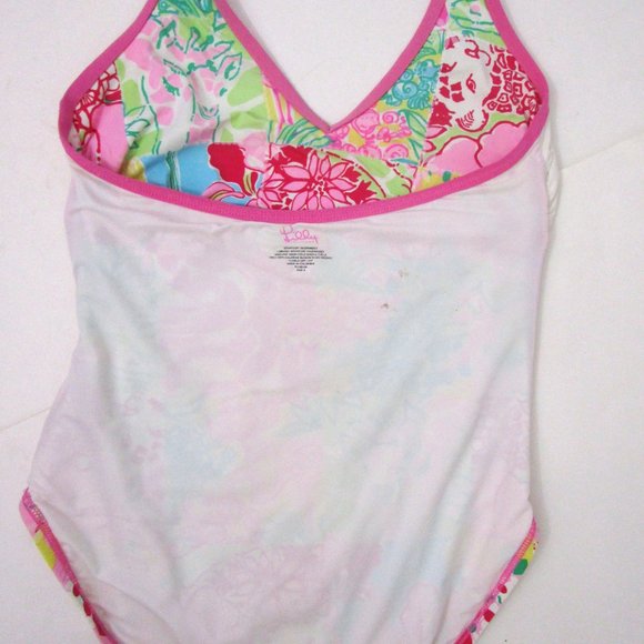 Patchwork Animal Floral Swimsuit One Piece Pink Giraffe Flamingo Lion - Picture 10 of 15